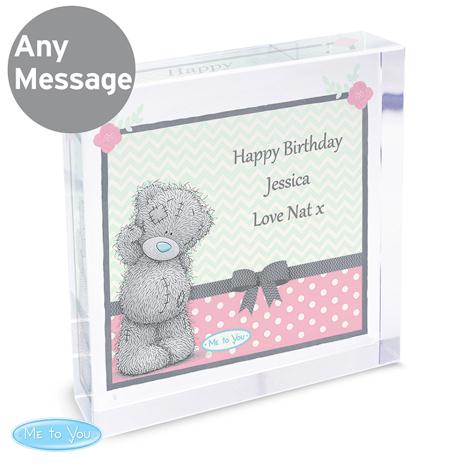 Personalised Me to You Bear Pastel Large Crystal Block £17.99